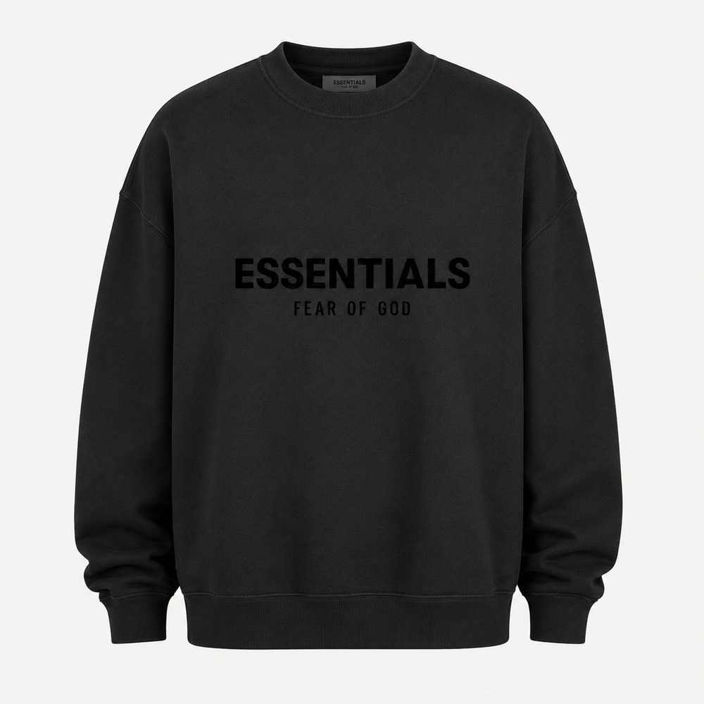 Fear Of God Sweatshirt Essentials Men XXS Black Oversized Pullover Crew FOG NEW